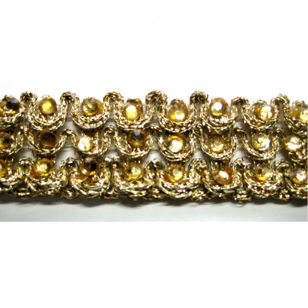 Lurexborde gold mit 3 Reihen Strass